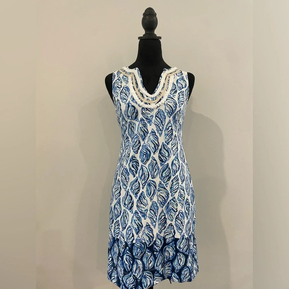 Lilly Pulitzer Harper Shift Conch Shell Pattern tropical blue Dress size XS - Picture 2 of 9
